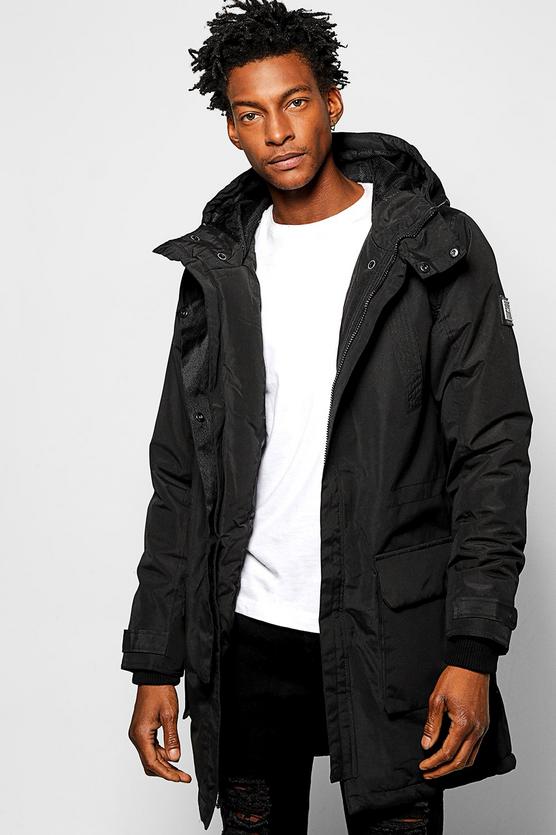 Hooded Parka Jacket With Fishtail Hem